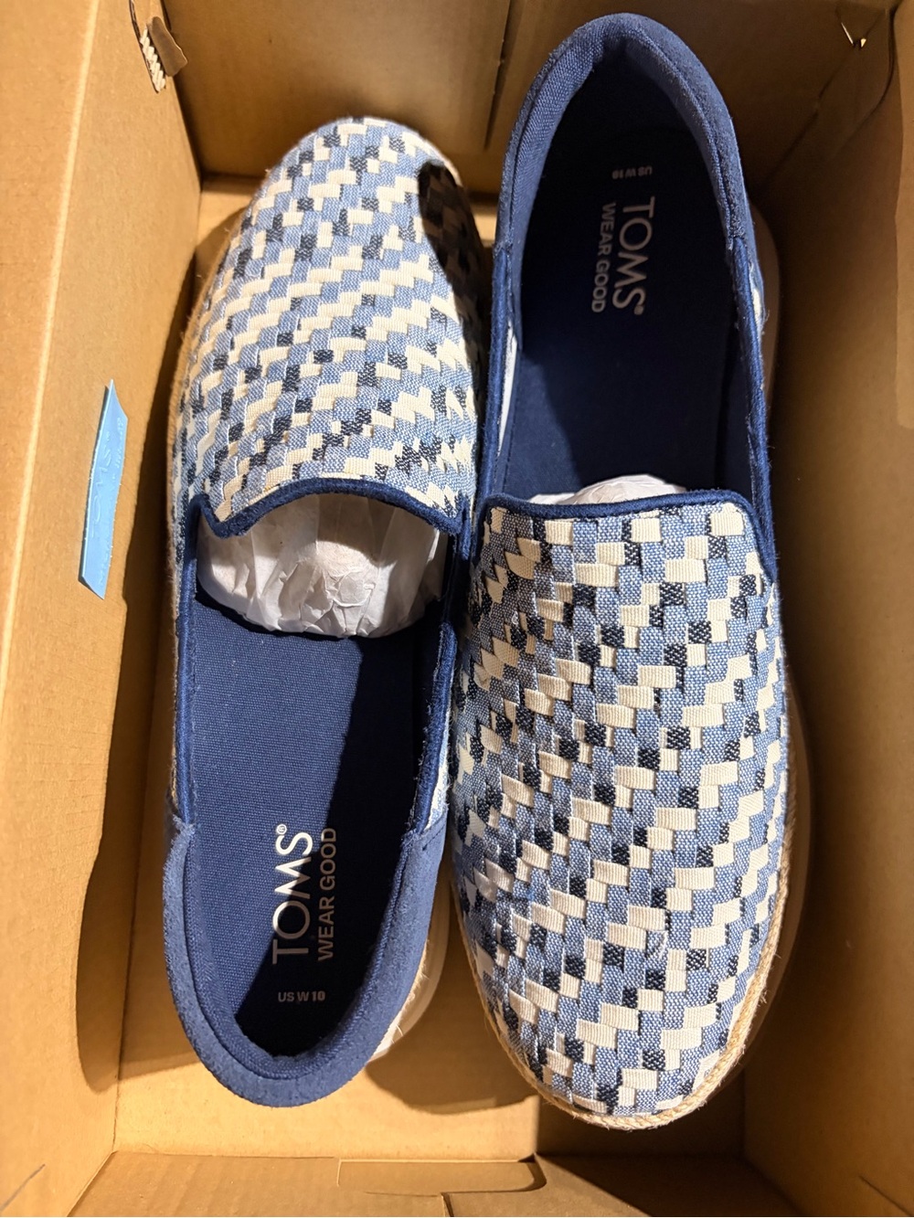 TOMS size 10 Denim slip on shoes